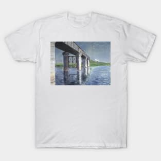 The Seine and the Railroad Bridge at Argenteuil by Gustave Caillebotte T-Shirt